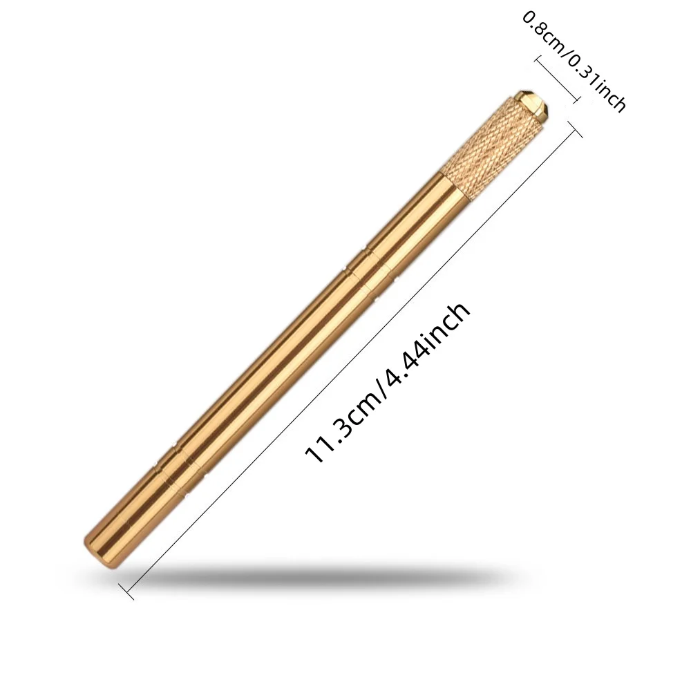 Golden Tebori 3D Tattoo Pen with 40pcs 12PCD Blade Microblading Tattoo Needles Permanent Makeup Manual for Professional Eyebrow