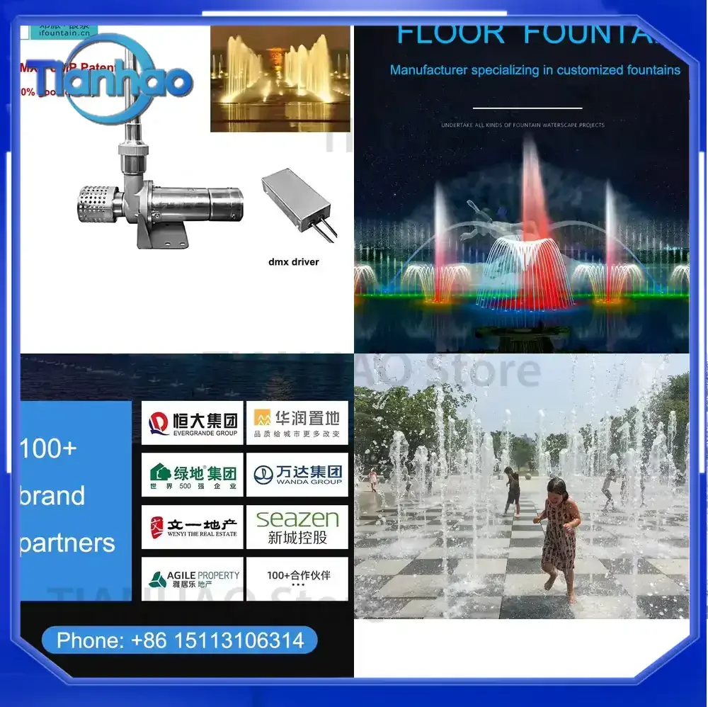DC24V 200W Programmable Speed Control DMX Fountain Pump with LED DMX Light for Music Fountain