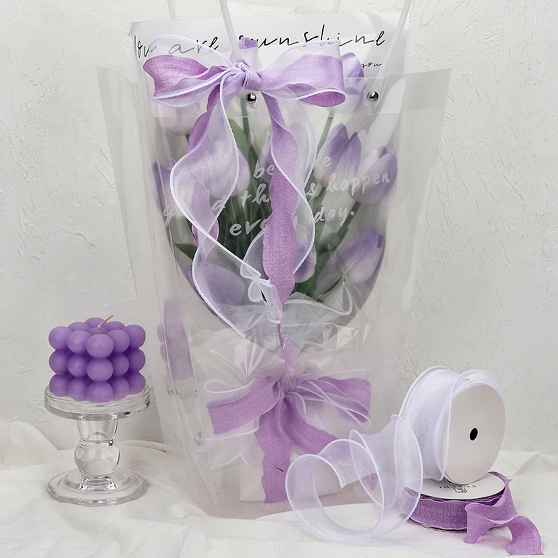 Elegant Lavender Purple Series Ribbon DIY Handmade Material Gift Packaging Birthday Cake Flower Decoration Valentine\'s Day