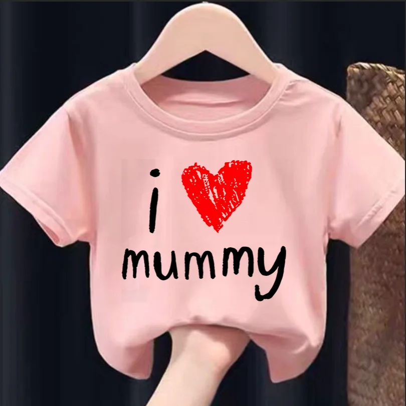 Children's Mother's Day Modal Letter-printed Base Shirt Comfortable Breathable Solid Color T-shirt Girls Clothes  Boys Clothes