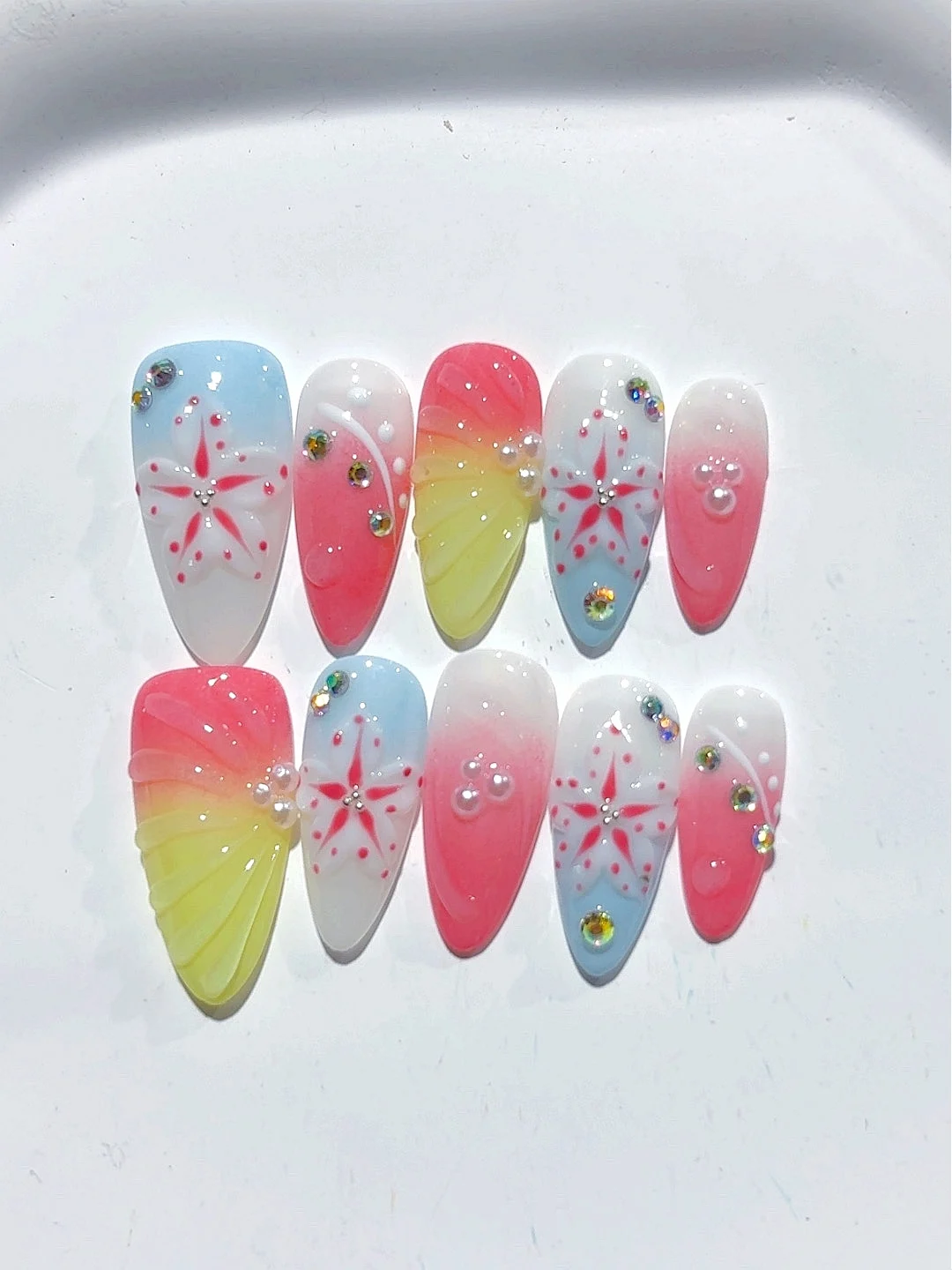 

Gradient Color Stereo Flower Sweet New Fashion Wearable Manicure (D460)