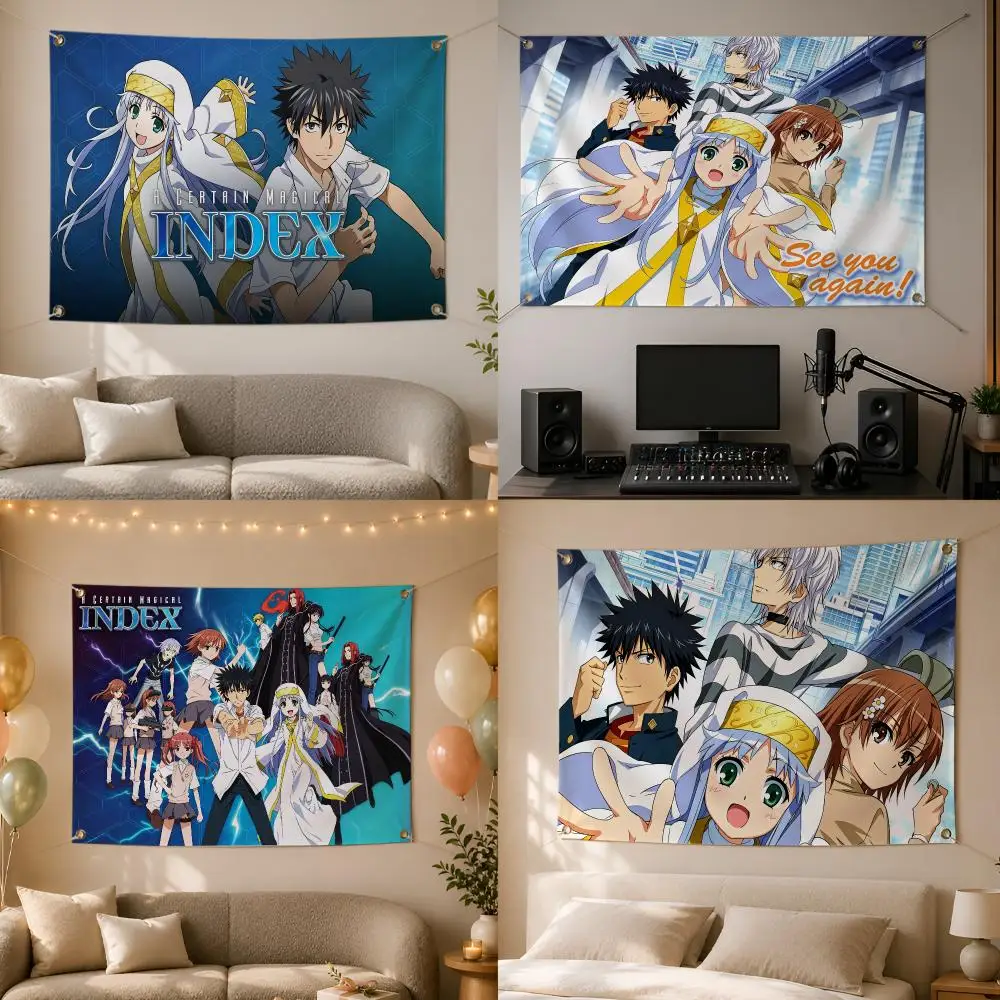 Anime Magical Index Sci Fi Magic Flags Wall Hanging Flag Banner for Bedroom Dorm Party Festival Camping Indoor Outdoor Decor