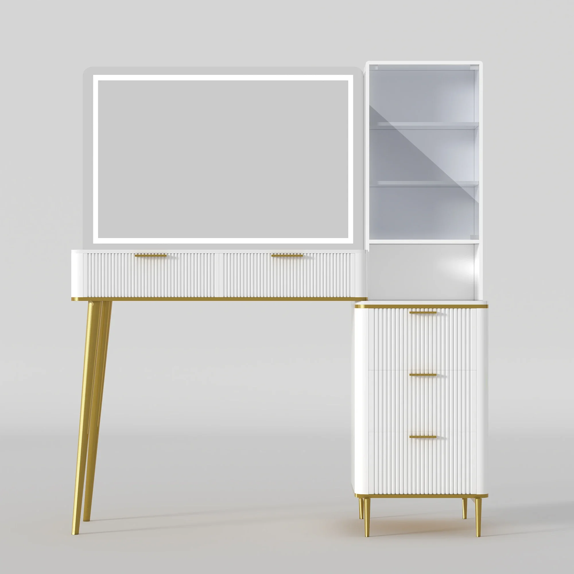 

For Modern Integrated MDF Holz Kommode LED Spiegel Luxus Einfache Nachttisch Schrank Schlafzimmer Wohnzimmer