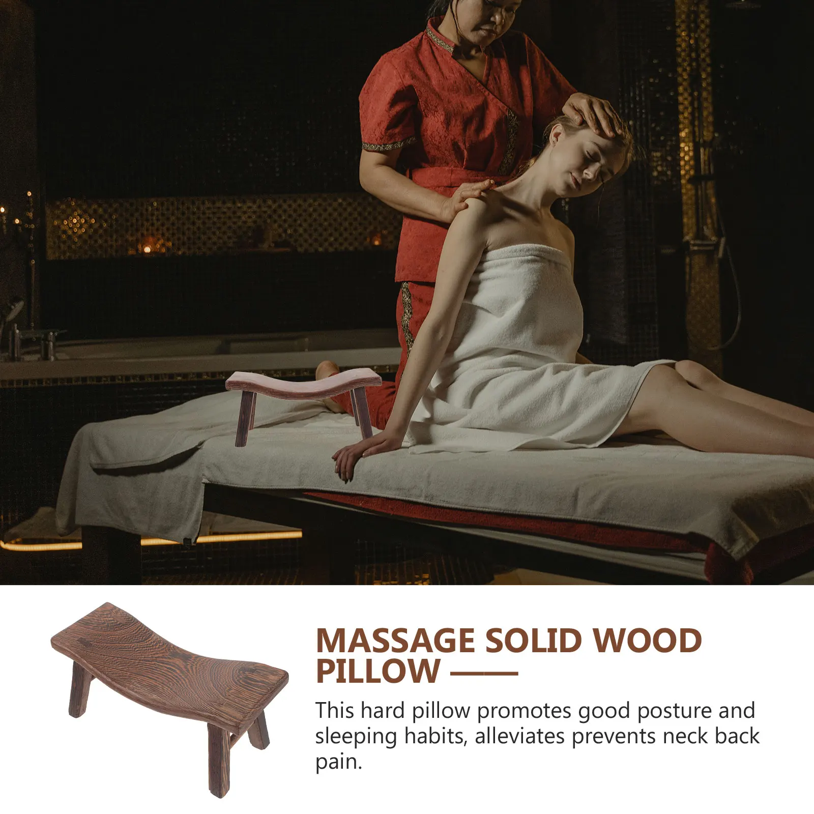 

Wooden Neck Sleeping Cervical Lumbar For Back Pain Relief Sturdy Wood Pillow For Shoulder Lower Back