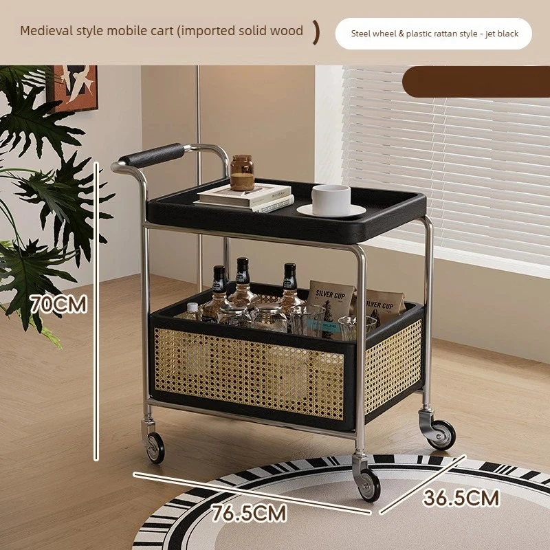 Middle ancient style sofa, side table, small cart, pulley mobile coffee table, living room square table, mobile storage rack