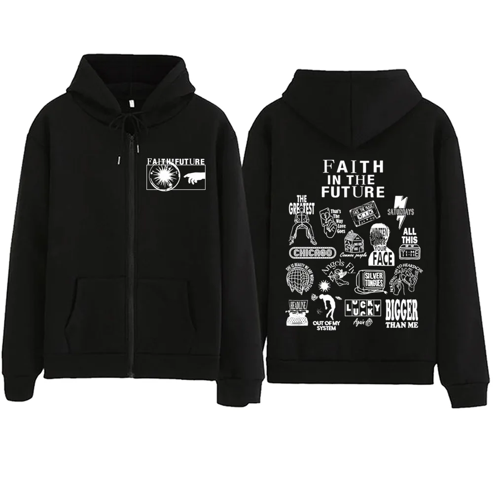 Louis-Tomlinson Faith In The Future Zipper Hoodie Harajuku Pullover Tops Popular Music Sweatshirt