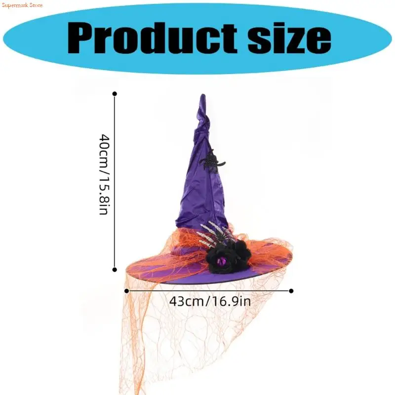 Q5WE Hat With Delicate Lace Design Mystical Party Headgear For Halloween Costume Parties And Cosplay Event