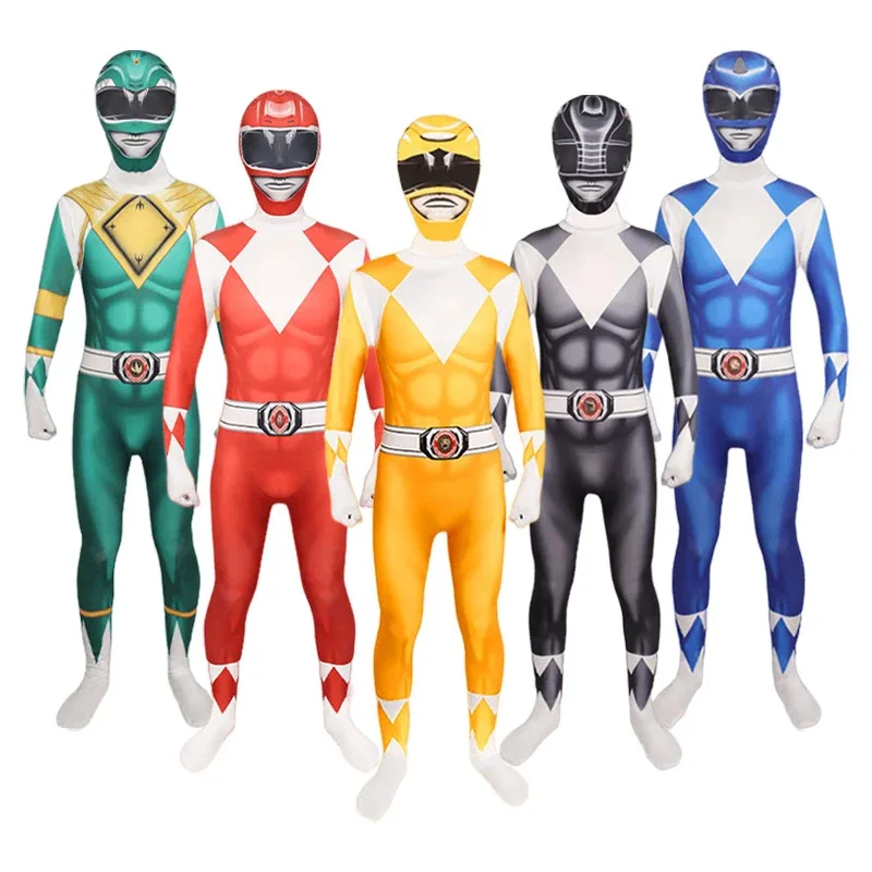 2025 เด็กใหม่Superhero Power SAMURAI Sentai Shinkenger Rangersเครื่องแต่งกายคอสเพลย์ผู้ใหญ่Jumpsuitชุดปาร์ตี้ฮาโลวีนZentai ★ ★