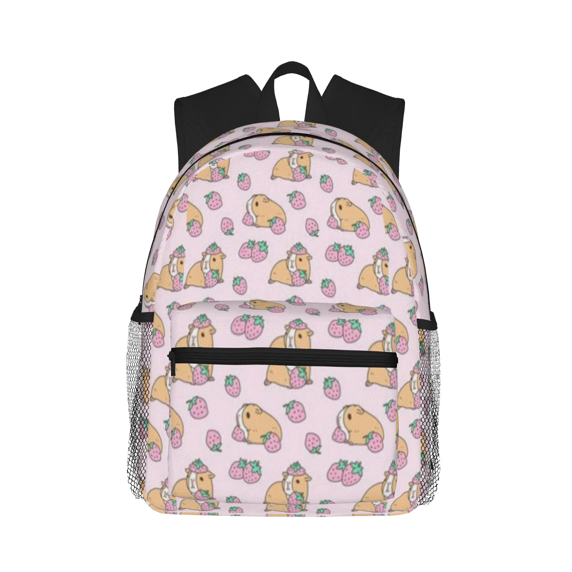 

Pink Guinea Pig and Strawberry Pattern Casual Backpack for Students and Adults Student