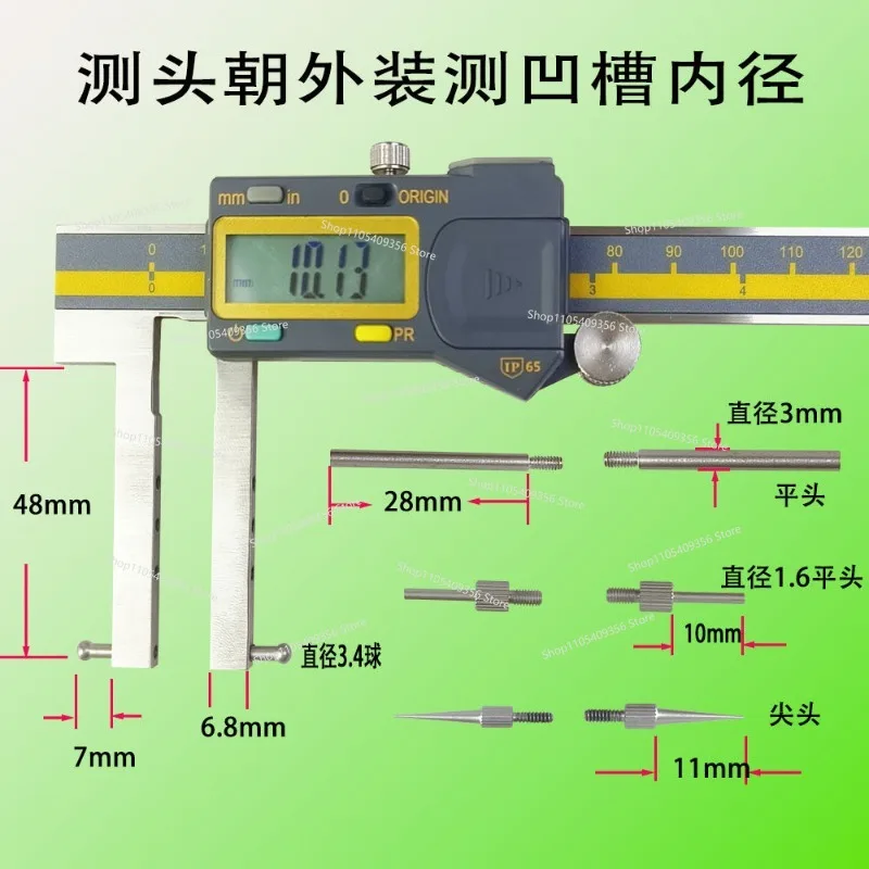 For Replaceable Probe Inner and Outer Grooves Digital Display Vernier Caliper M2.5 Threaded Ball Extended Groove
