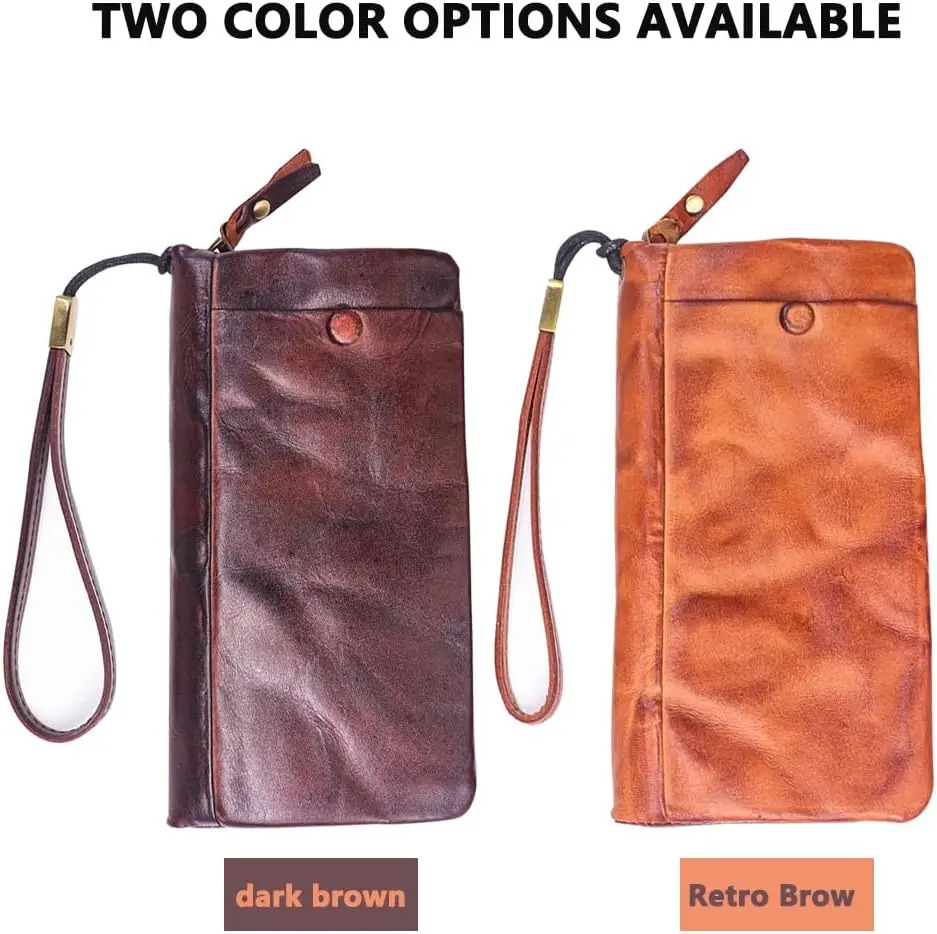 NEW Arrival Cowhide men's handmade wallet retro multifunctional long wallet zipper coin key multi card slot card bag