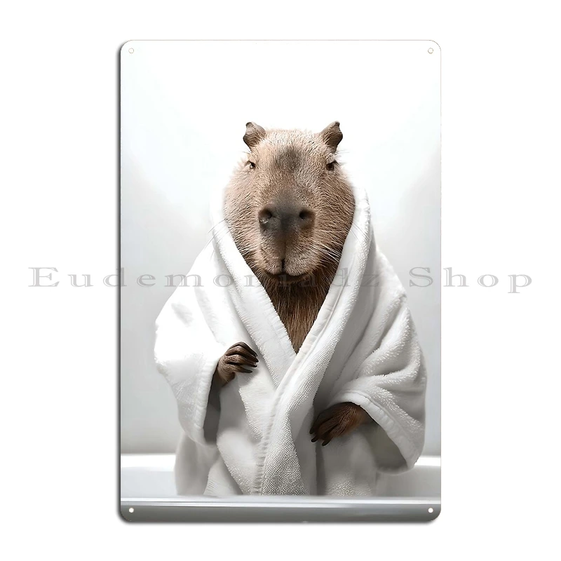 Capybara Bathrobe Metal Plaque Poster Pub Plaques Club Cave Design Tin Sign Poster