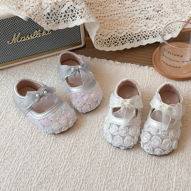 

Children's Flat Casual Shoes Spring New Flower Breathable Fashionable Soft Soled Sweet Princess Kids Shoes for Girl Daily 21-33