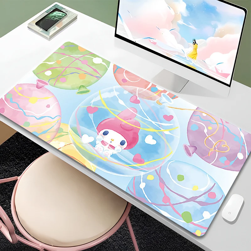 Popular Mouse Pad Large Computer My Melody Gamer Gaming Accessories Natural Rubber kawaii Mousepad Edge White Keyboard Desk Mat