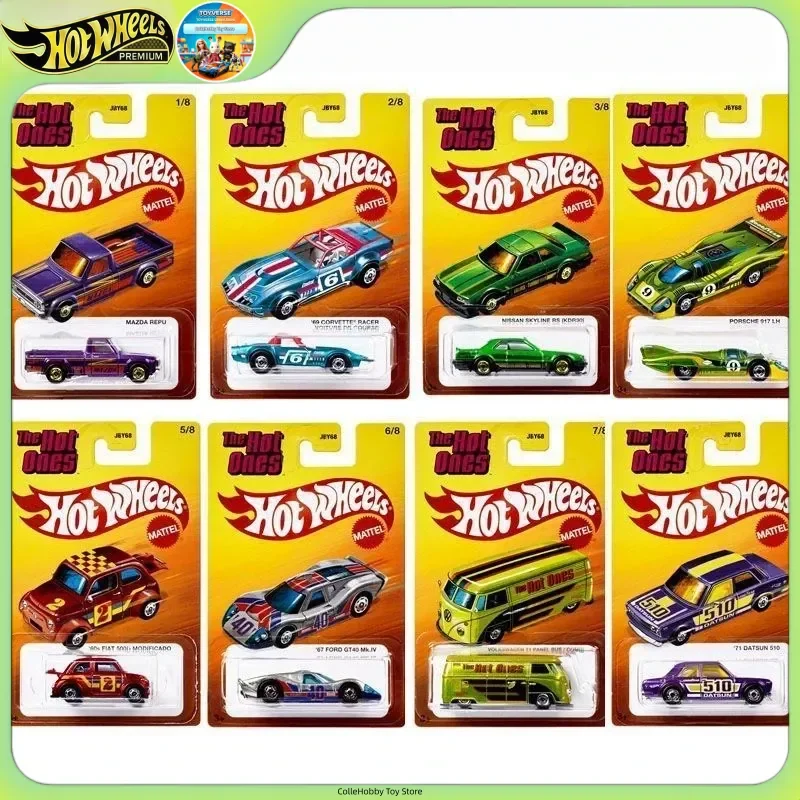 Hot Wheels The Hot Ones Jby68 Full 8 Cars Complete Set Mazda Repu Datsun 510 Nissan Skyline Vw T1 Bus Ford Gt40 Diecast Model,