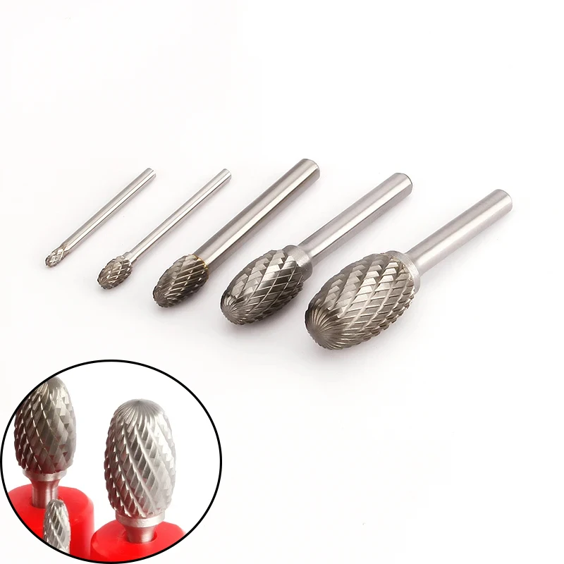 

Oval Type Carbide Tungsten Steel 1Pcs Rotating Rake Double Slot Grinding Head E-shaped Metal Woodworking Wood Carving Tool