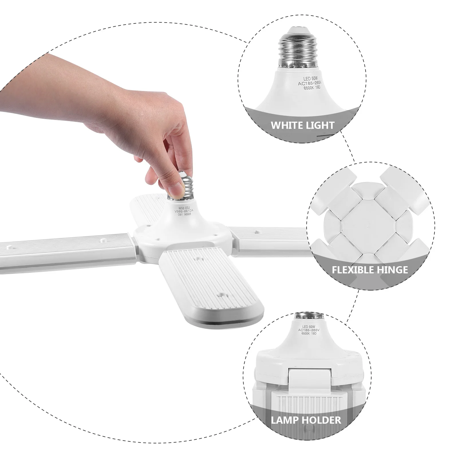 

1Pcs Energy Saving LED Lamp 4-Leaf Folding Super Bright Light for Garage Home Office Durable Lamp LED Light