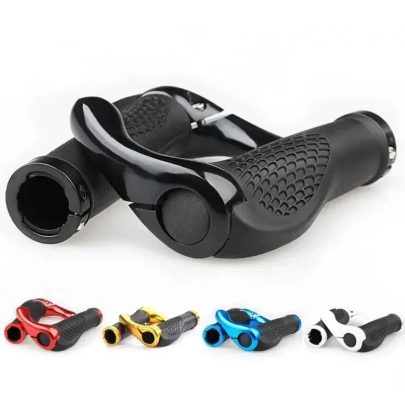 Bicycle Grip Handlebar End Cap Aluminium Alloy Lock Mountain Handle Bar Grip Bike Anti-Skid Rubber Bicycle Skid-Proof Grips