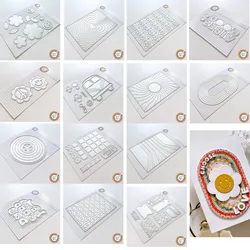 Smiley Flowers Bus Circle Retro Pattern Rainbow Hearts Ovals Metal Cutting Dies Silicone Stamps Stencil Diy Scrapbooking Paper
