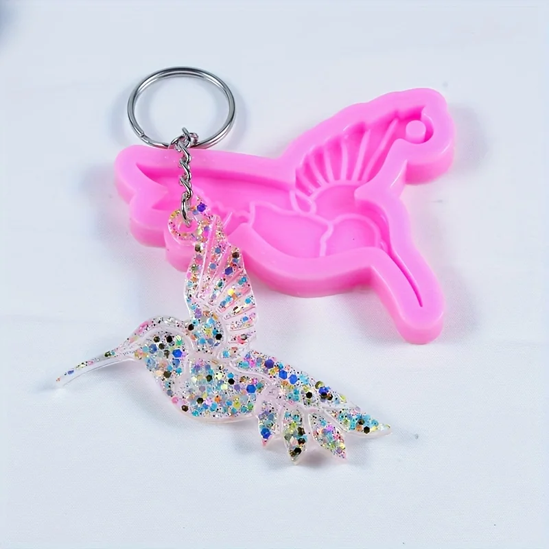 1 piece, hummingbird keychain silicone mold, bird mirror crystal drop glue mold, hanging accessories production