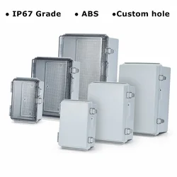 Caja de conexiones de plástico ABS para exteriores, bisagra de instrumentos electrónicos, impermeable, IP67, gris/transparente, envío rápido