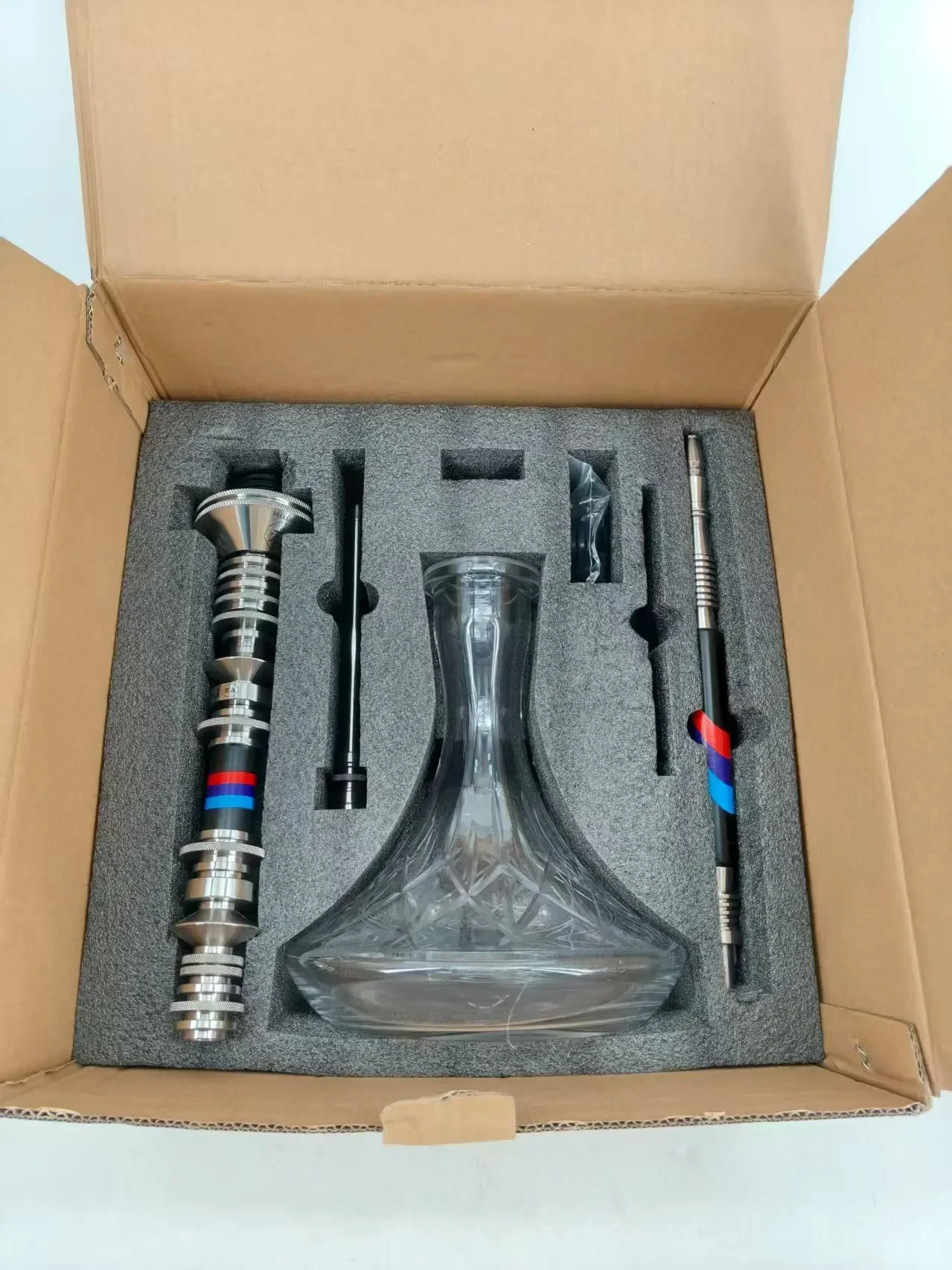 VZ Performance M (Design) Hookah Shisha 304 Stainless Steel with Pattern Glass Bottle