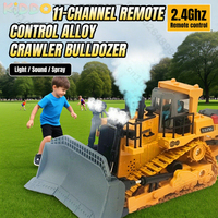 RC Bulldozer 2.4Ghz Engineering Vehicle 9/11CH with Light Sound Spray Track Construction Diecast Car Dump Excavatorfor Christmas