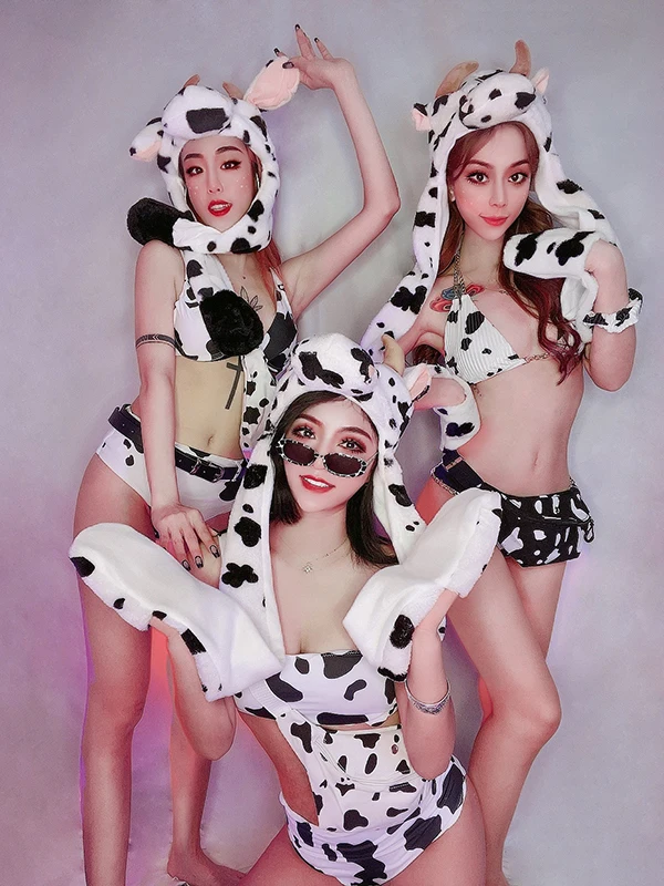

Sexy Cowgirl Bikini Party Girl Bar Performance Costume Dancer Gogo Leading Suit Promotional Dance Ba Polyester Material