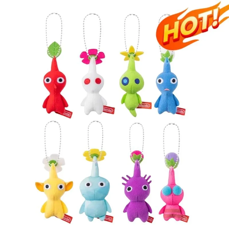 -10cm Mini Plush Pikmin Doll Keychain Soft Stuffed Bag Charm Pendant Decoration Red Yellow Blue Multicolored Toys Hanging Gift