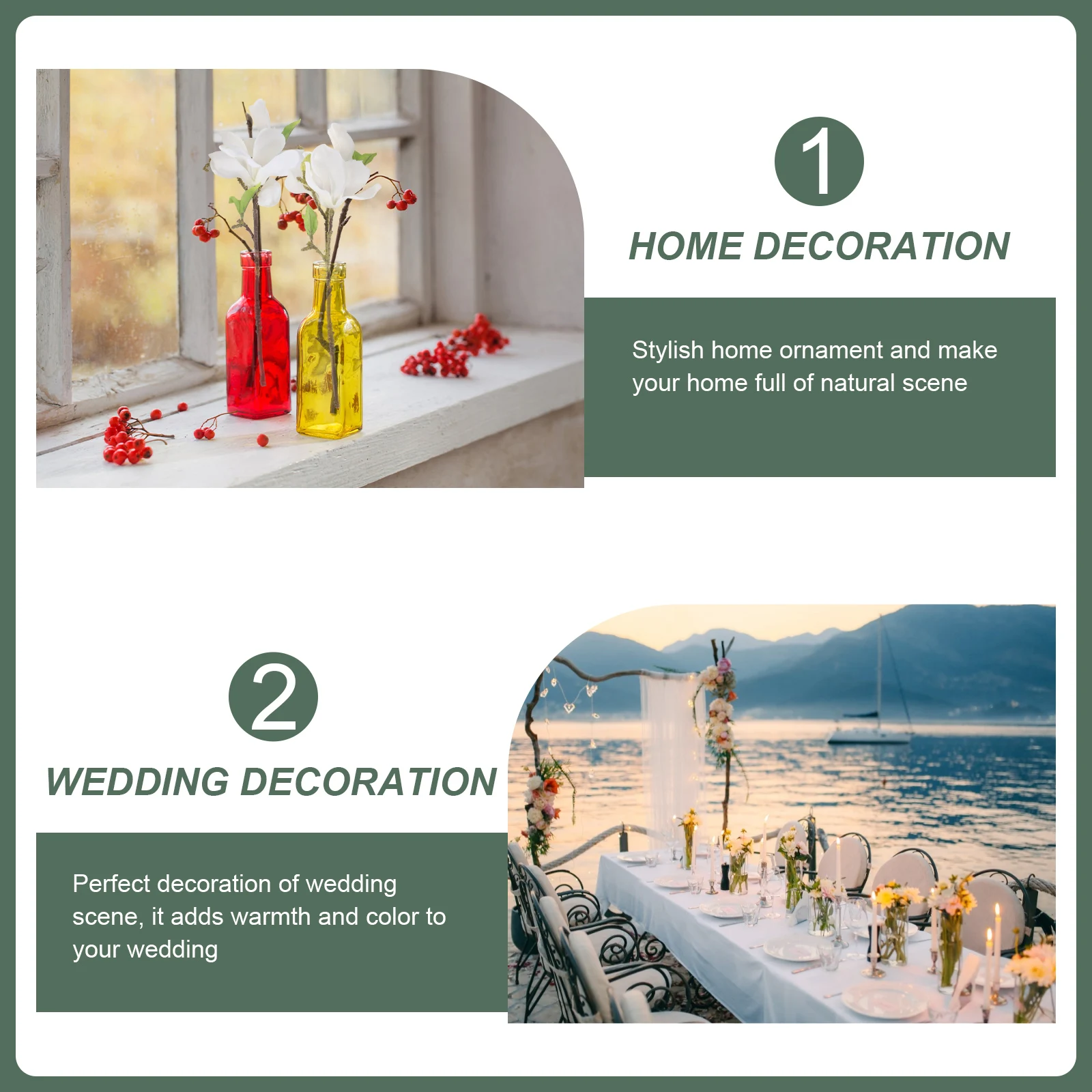 

2Pcs Simulation Magnolia Decor Premium Artificial Flower Stylish Realistic No Watering Required