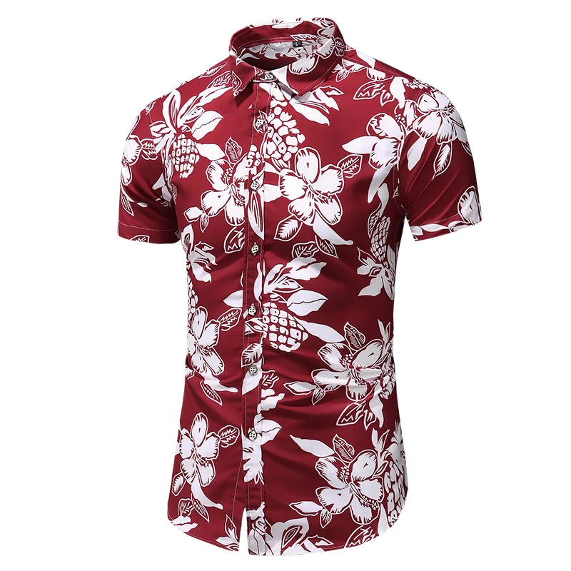 

Summer New Arrival Shirts Men Fashion Flower Print Short Sleeve Hawaiian Shirt Male Casual Flower Slim Fit Beach Shirts Plus 7XL