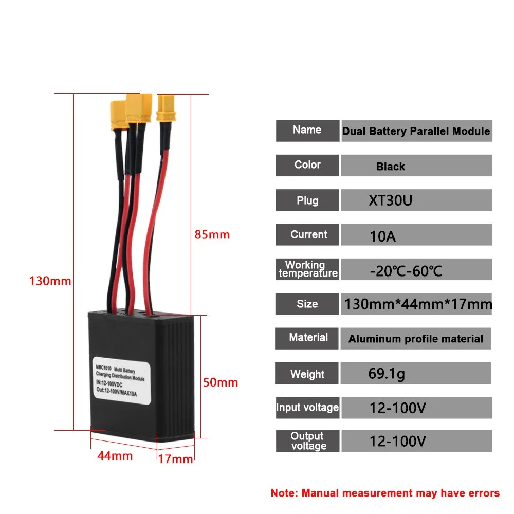 Electric bicycle 10A Dual Battery Discharge Converter Connection Adapter XT30U Plug for 12V-100V e-Bike refit Accessories