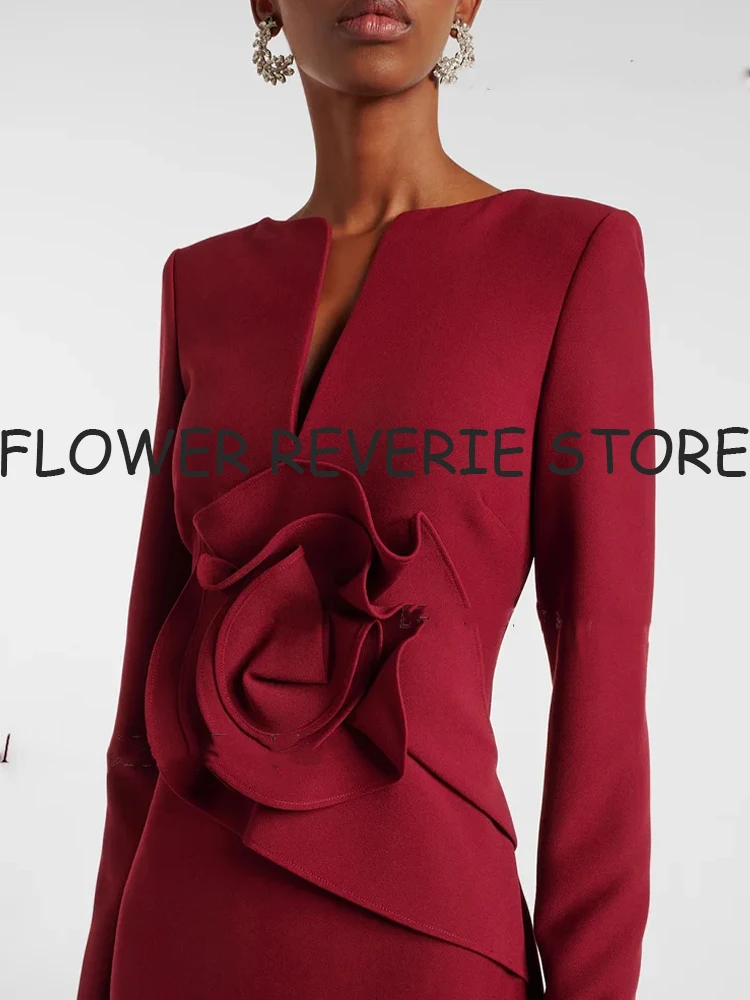 사용자 정의 절묘한 고품질 클래식 저지 꽃 스트레이트 v 넥 긴 드레스 이브닝 드레스 정장 복고풍 현대 스타일