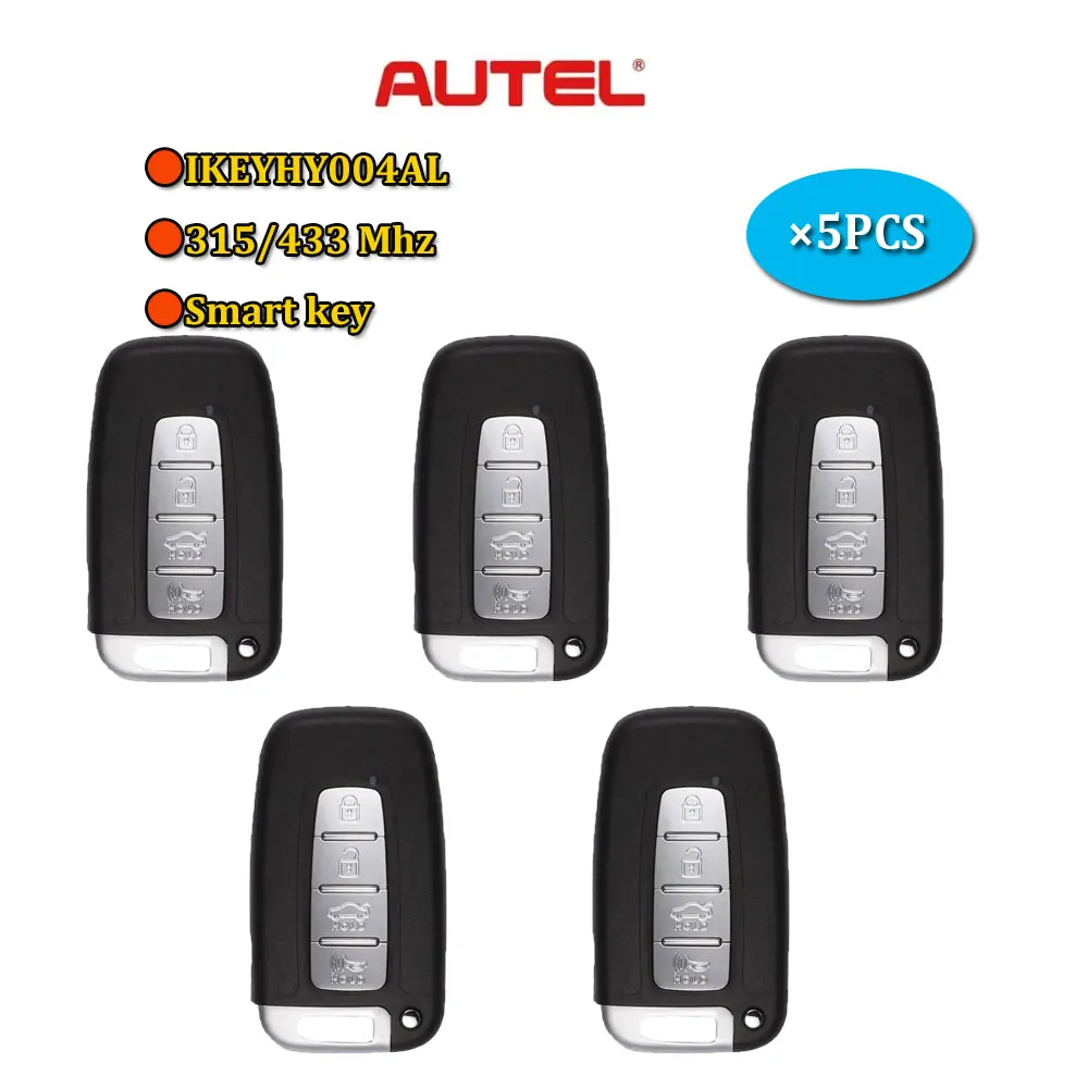 

5 шт. AUTEL IKEYHY004AL Смарт-ключ 4 кнопки с MaxiIM KM100 KM100E IM508 IM608 PRO MAXIIM IKEY Премиум-стиль Автомобильный дистанционный ключ