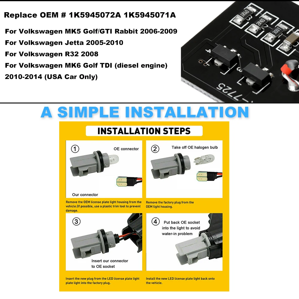 2 uds iJDM LED luz de posición lateral delantera de parachoques para Volkswagen MK5 Golf/GTI Rabbit 2006-2009 Jetta 2005-2010 OEM