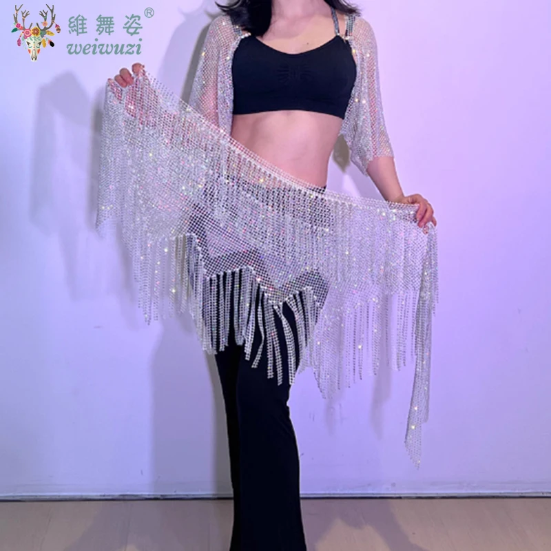Cinturón de actuación de danza del vientre para mujer, bufanda triangular elegante con borlas, cadena de cintura para glúteos, bufandas de cadera para danza del vientre para niños y adultos