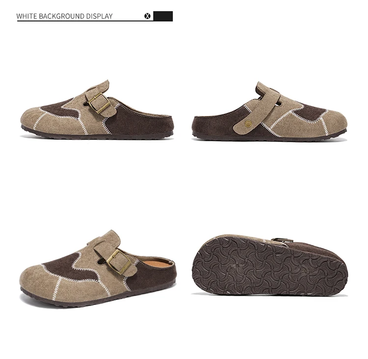 Retro-Farbblock-Mode, vielseitige Mules für Herren, Sandalen mit offenem Rücken und geschlossener Zehenpartie, bequeme Freizeit-Halbschuhe mit weicher Sohle für den täglichen Gebrauch. – Detail 26