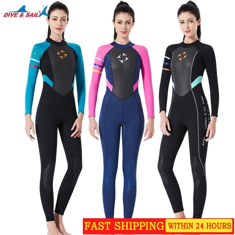 Chloroprene 3MM wetsuit women's one-piece long sleeve warm diving suit outdoor cold surf snorkeling winter swimsuit Beach outfit