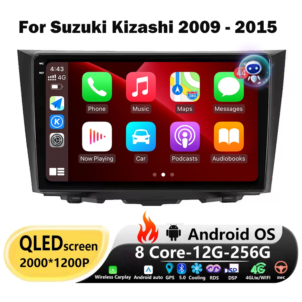 

Wireless Carplay For Suzuki Kizashi 2009-2015 Android 16 Auto Car Radio Multimedia Player GPS Navigatio Touch Screen BT DSP 9''
