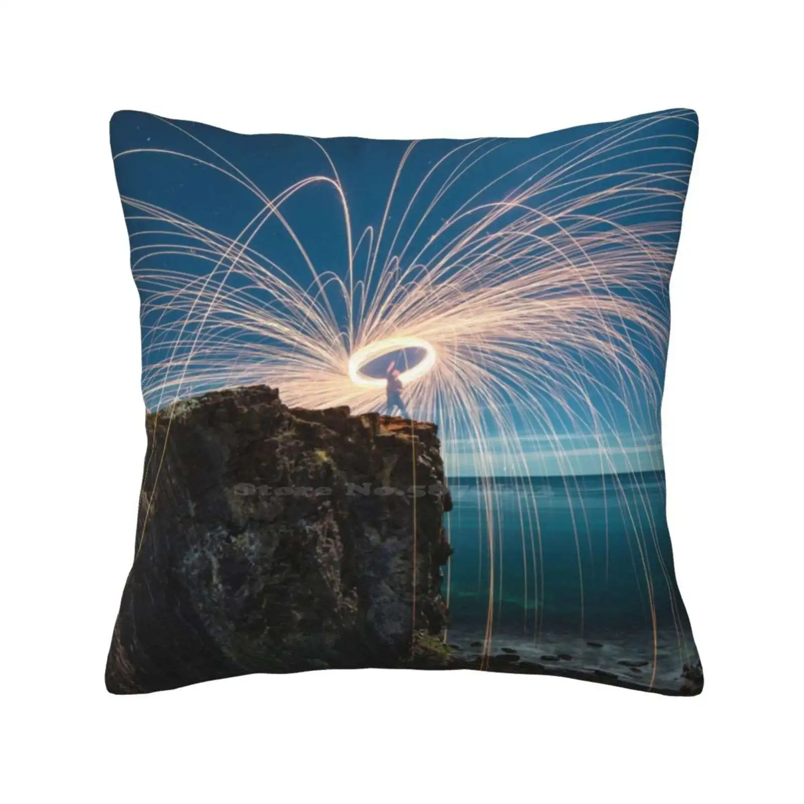 The Last Spin Pillow Cover Hug Pillowcase Steel Wool Sparks Long Exposure Spin Sa South Australia Canon 5Diii Wide Angle Cliff