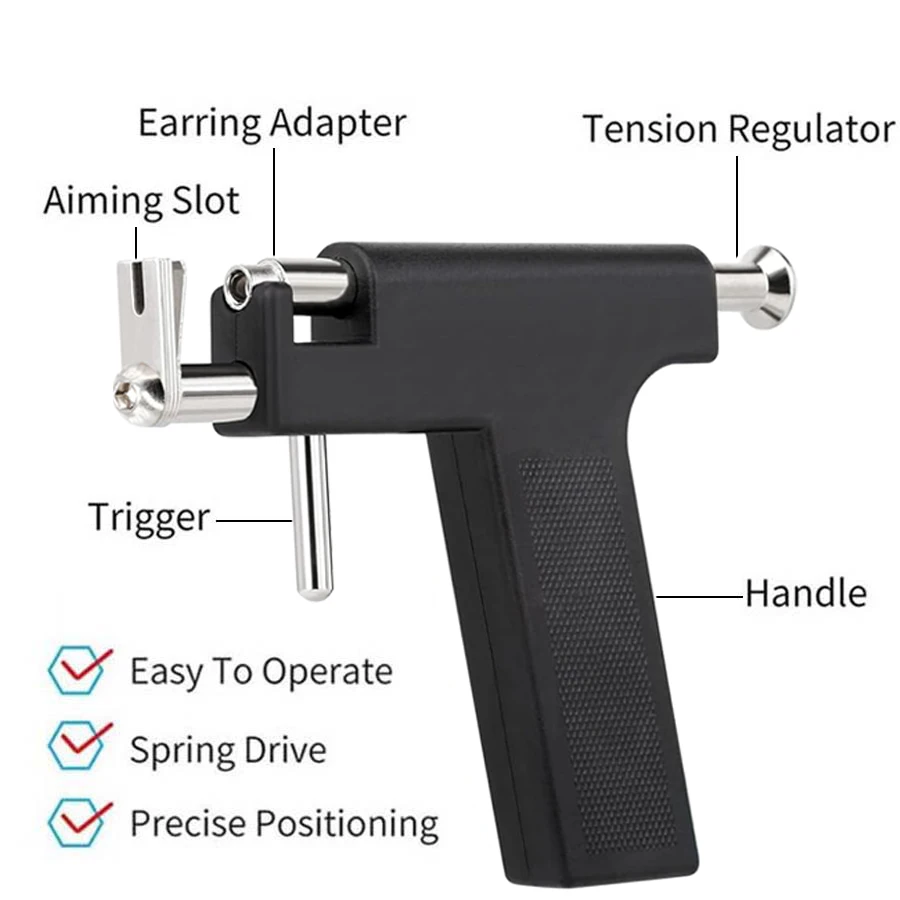 Professional Ear Piercing Gun Set Hypoallergenic Safety Ear Piercing Kit with 98pcs Earrings Stud