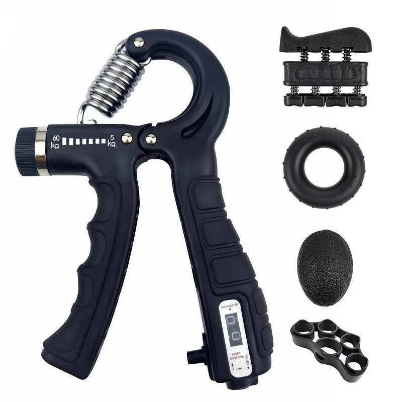 5-60kg Adjustable Hand Grip Strength Strengthener Trainer Full Set With Counter Wrist Forearm And Hand Exerciser For Muscle