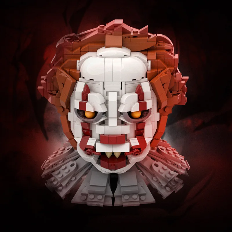 MOC Head Sculpture Joker Building Block Terrifying Monster Building Block Toy Movie Character Model Toys for Kids Birthday Gift