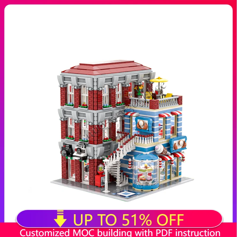 Hot 3864 Parts Corner Architecture High Rise Building Blocks Model Children Puzzle Educational Assembly Birthday Surprise Gifts