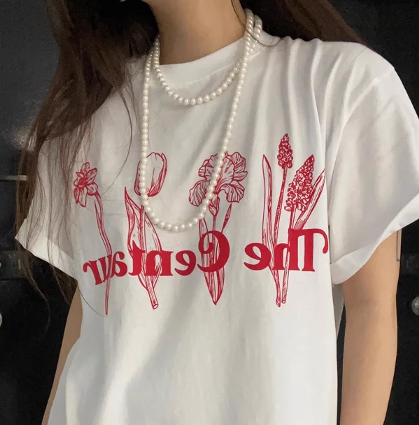 

2025 Fashion 100% pure cotton unisex flower pattern and Centaur letter printed casual T-shirt suitable for both men and women