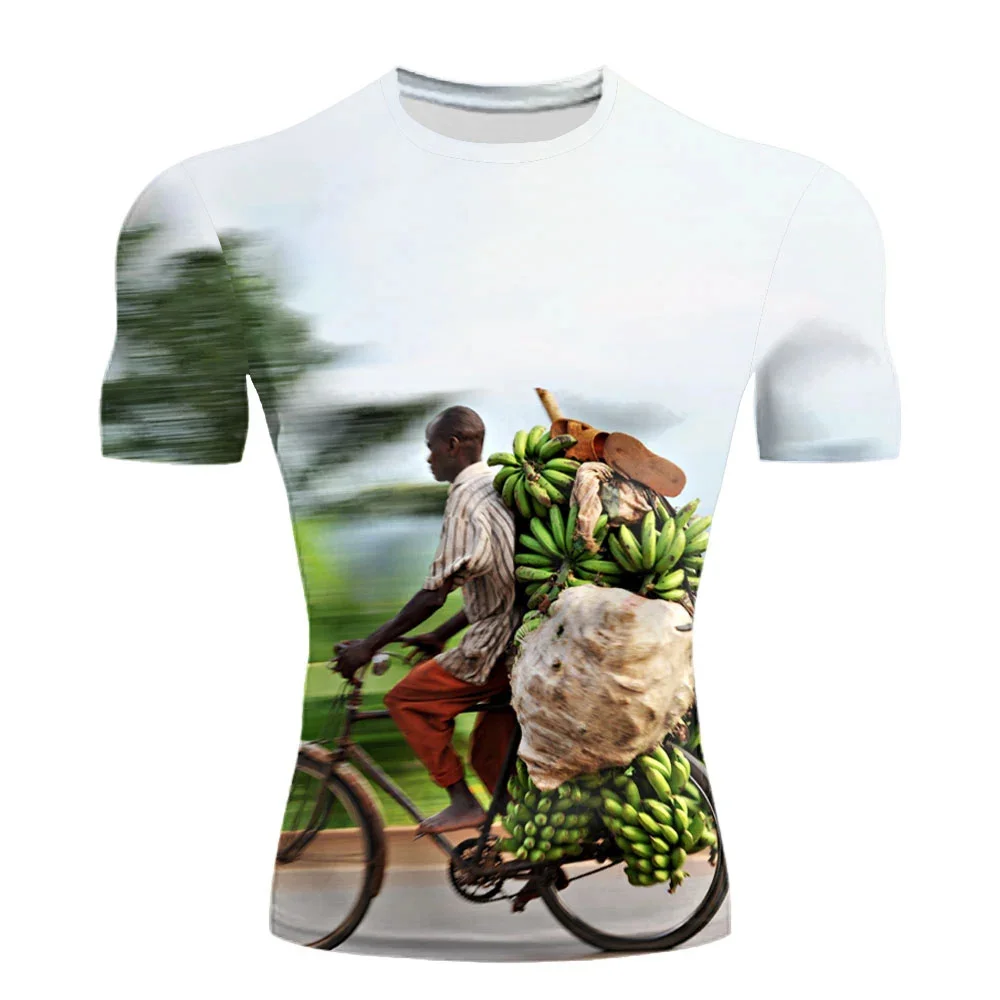 Summer New 3D Printing Men's T-shirt Caravan BGM Odebiao Boy Pull Banana Quick Drying Breathable Short Sleeve Fashion Street Top