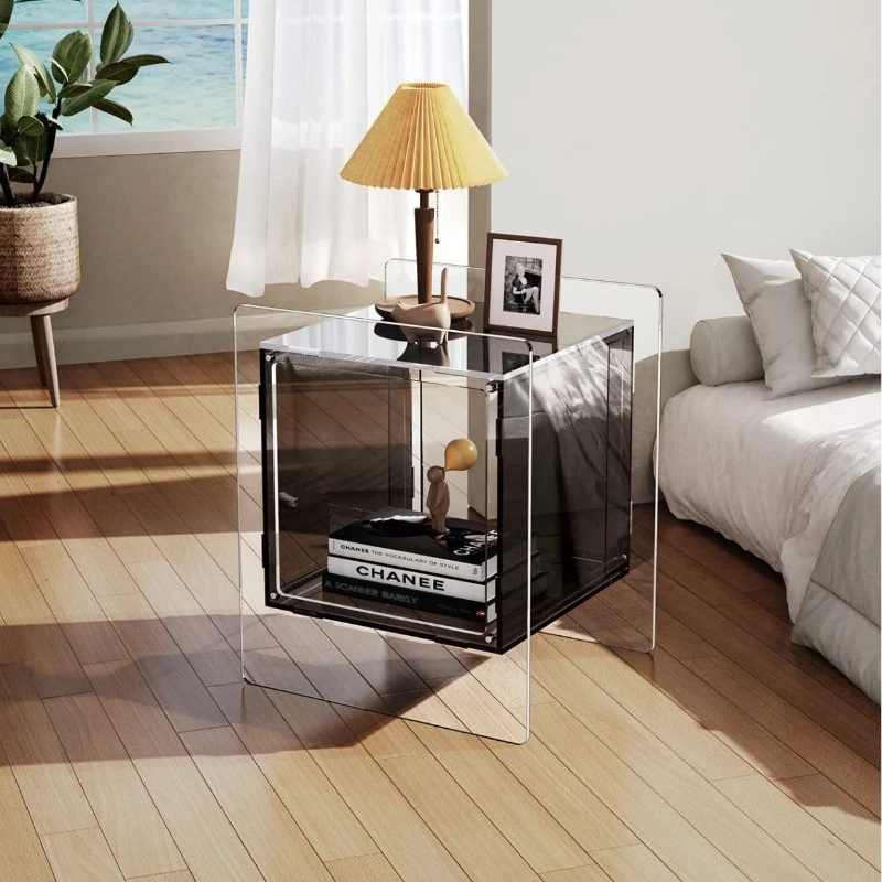 Storage Sofa Side Table Living Room Furniture Home Decor Modern Acrylic Coffee Table Multifunctional Transparent