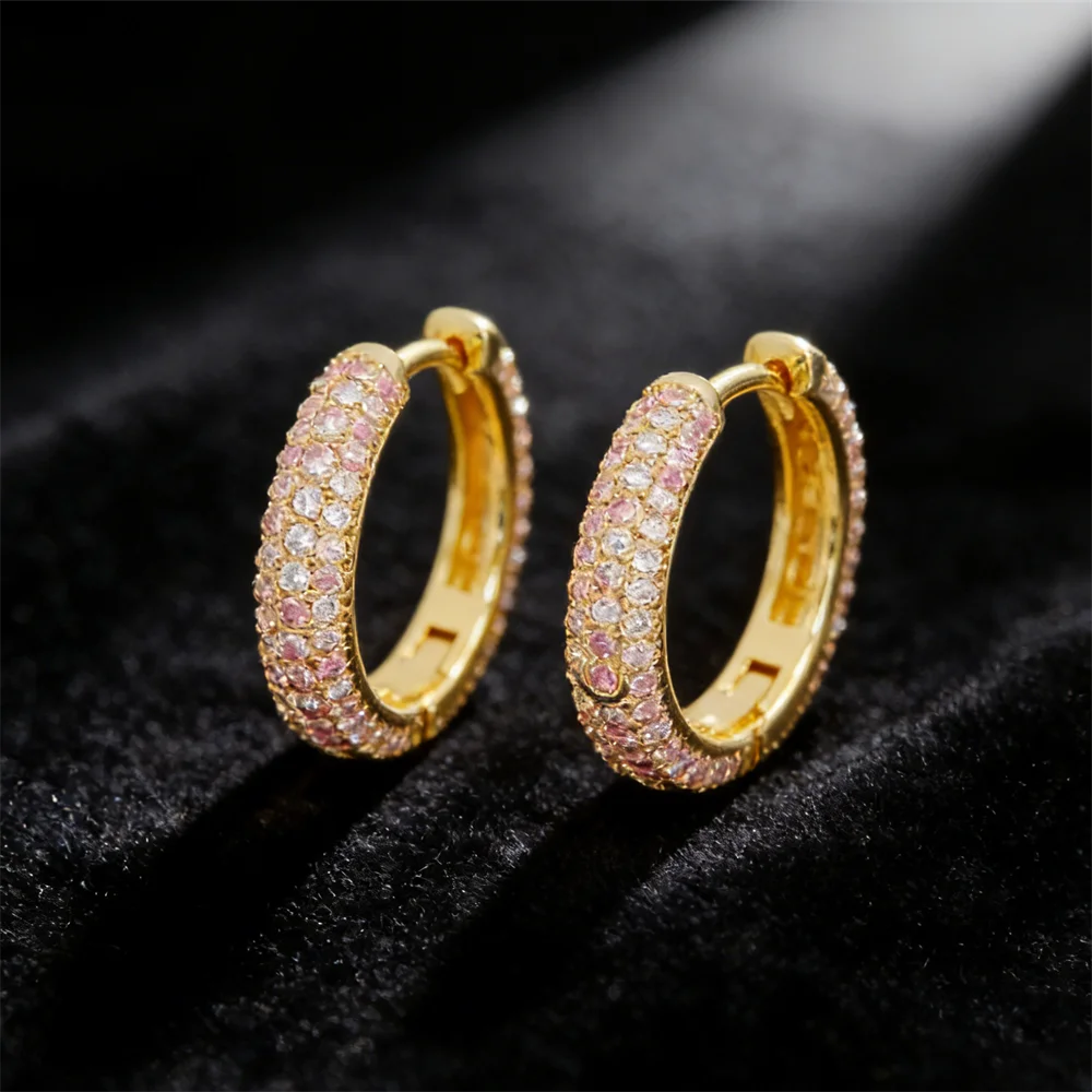 4 Pairs Earrings Brass Cubic Zirconia Paved Tapered Greek Pattern Textured Hoops Diy Jewelry Charms Accessories for Women Men