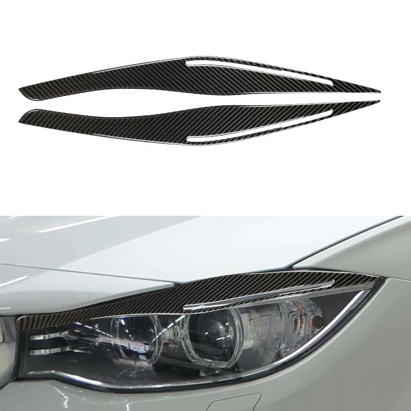 

Carbon Fiber Car Headlight Eyebrow Eyelid Trim Eyebrows Head Light Eyelids Lids ABS Eyebrows For BMW 3 Series E90 E91 2009-2012