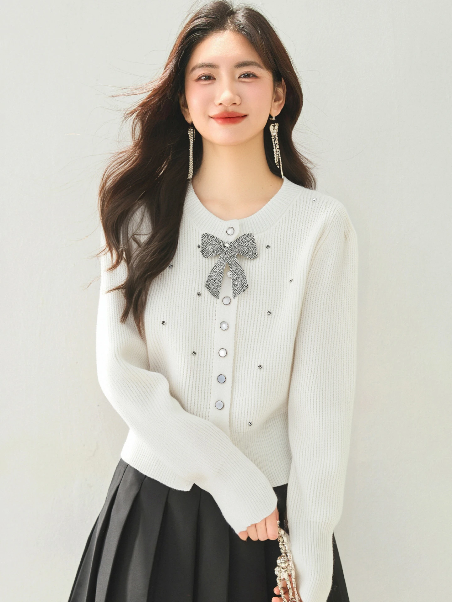 

Luxury Fluffy Knitted Cardigans Sweater Design Breasted Sweater Coat Women Autumn Winter High-end Lazy Zipper Knit Top